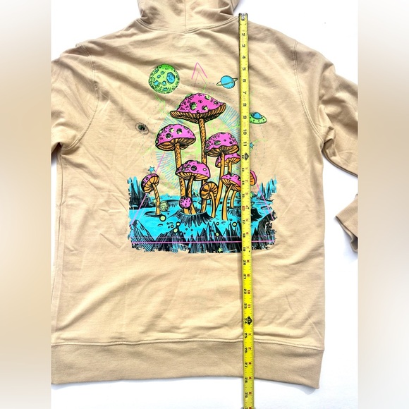 Miken Double Sided Bold Vibrant Mushroom Graphic Ladies Hoodie size Medium NWOT - Picture 7 of 9